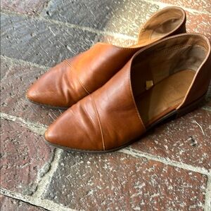 Brown Leather Slip-On Flats